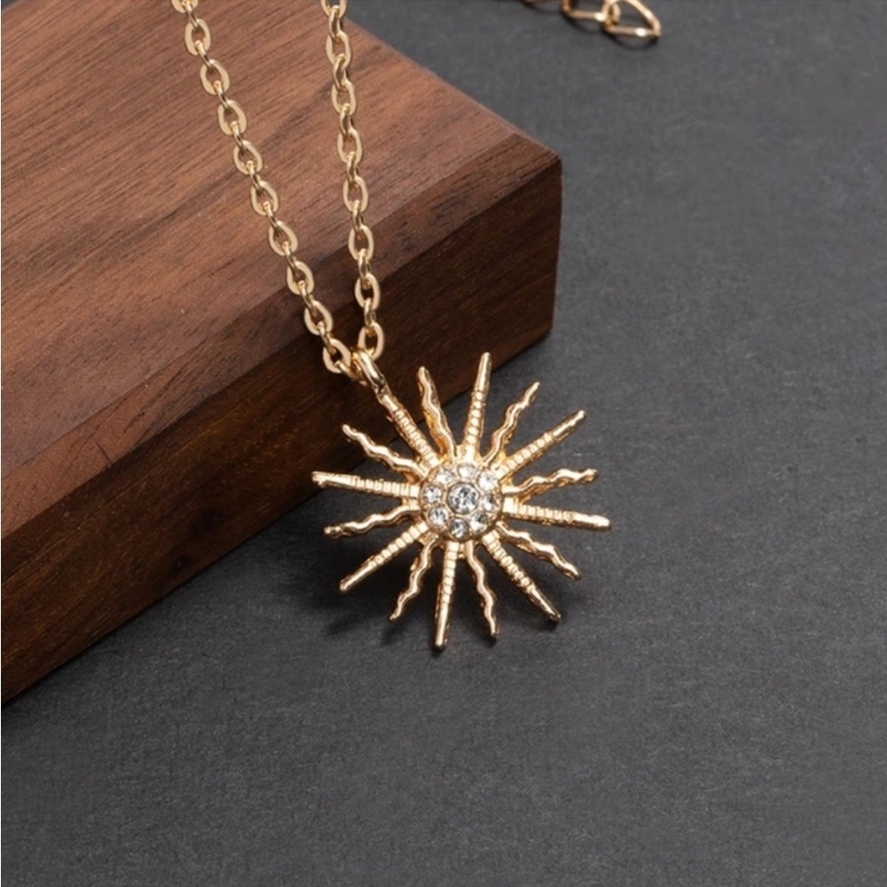 Gold Sun Pendant Necklace